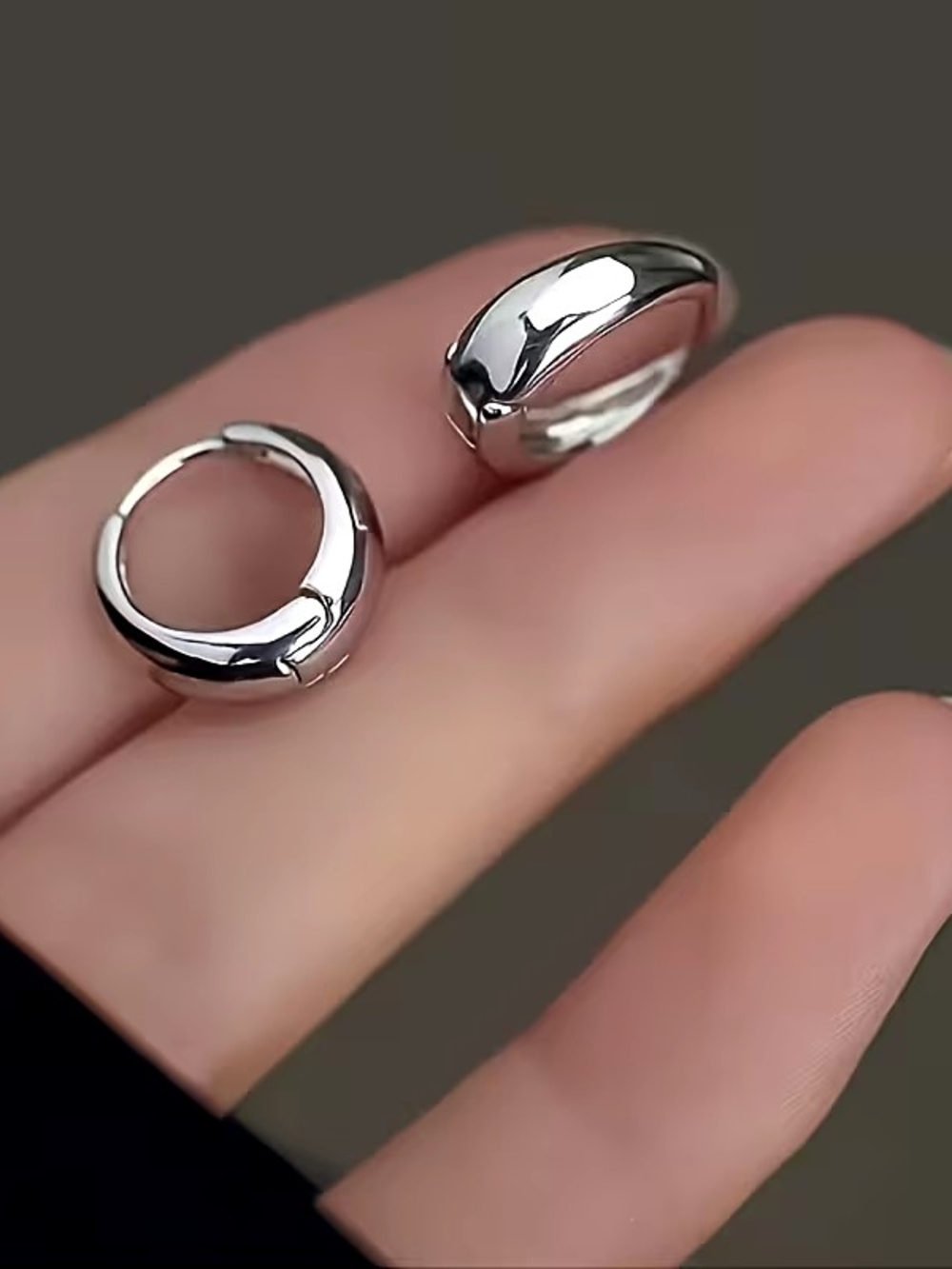Mini Huggie Hoop Earrings Minimalist Style - Silver Tone Hypoallergenic Copper